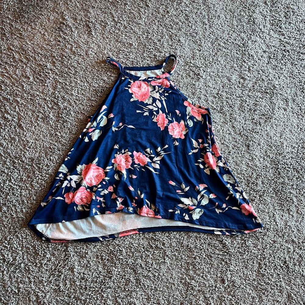 Women's Summer Tank Tops Floral Sleeveless High Neck Camis Shirts Flowy Halter